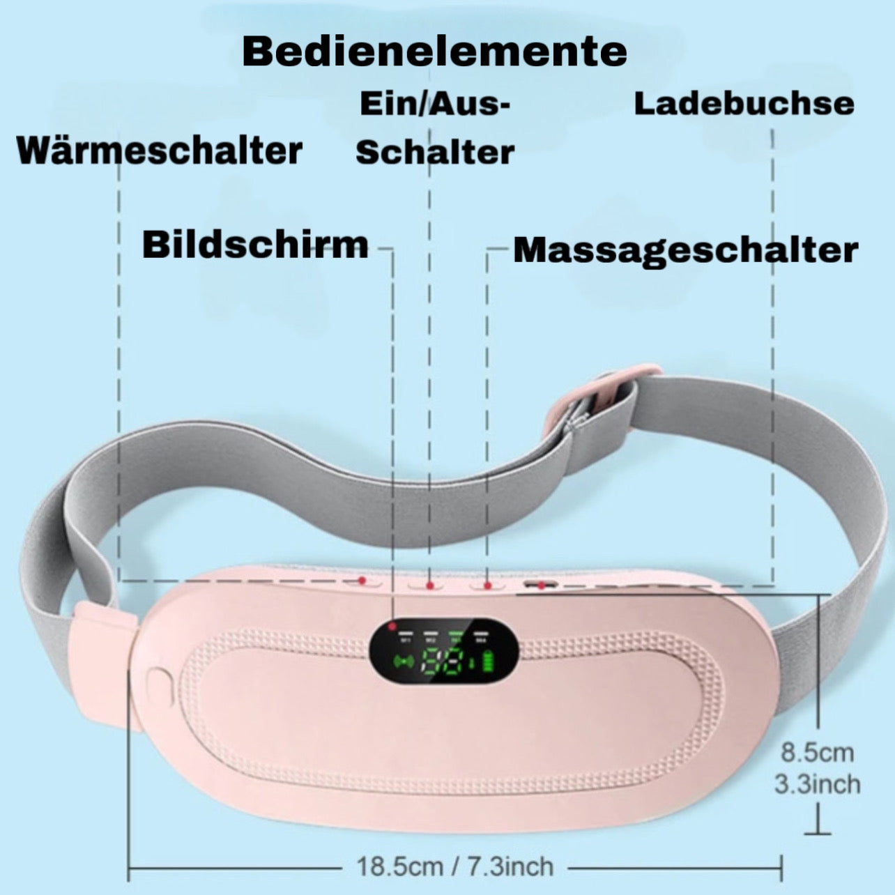 Kabelloser Heizgürtel für Menstruationsbeschwerden mit Massagefunktion